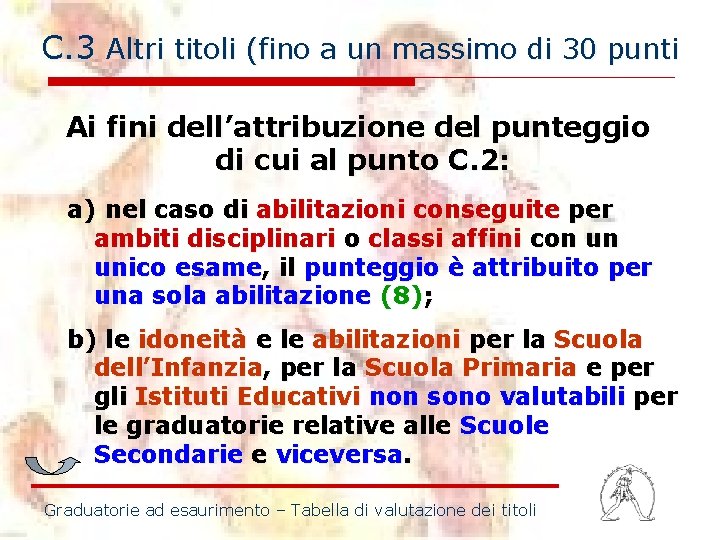 C. 3 Altri titoli (fino a un massimo di 30 punti Ai fini dell’attribuzione