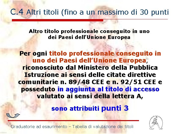 C. 4 Altri titoli (fino a un massimo di 30 punti Altro titolo professionale