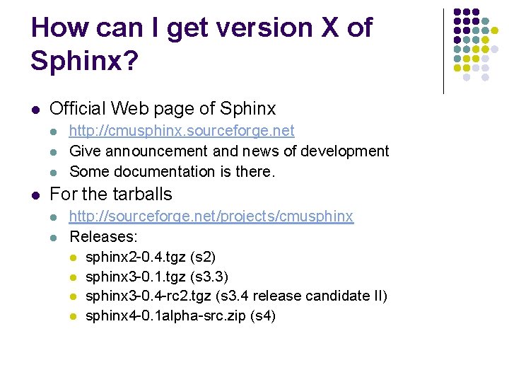 How can I get version X of Sphinx? l Official Web page of Sphinx