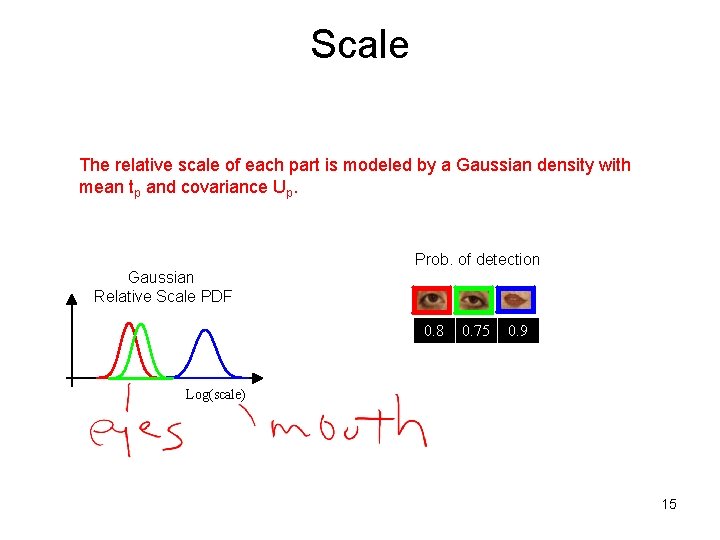 Scale The relative scale of each part is modeled by a Gaussian density with