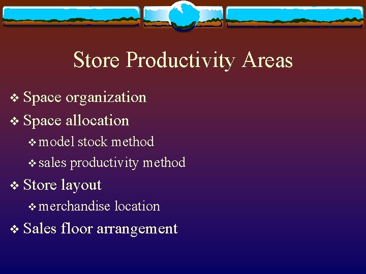 Store Productivity Areas v Space organization v Space allocation v model stock method v