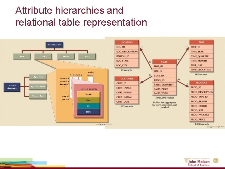 Attribute hierarchies and relational table representation 