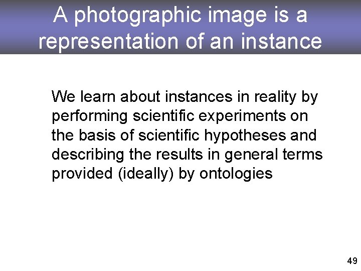 A photographic image is a representation of an instance We learn about instances in