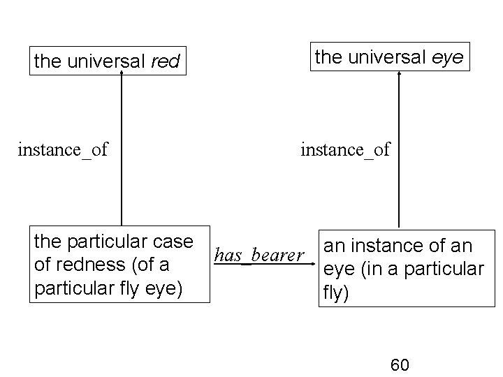 the universal eye the universal red instance_of the particular case has_bearer of redness (of