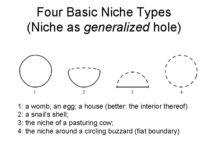 Four Basic Niche Types (Niche as generalized hole) 1: a womb; an egg; a