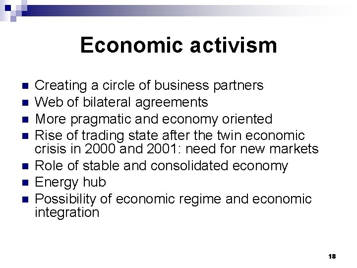 Economic activism n n n n Creating a circle of business partners Web of