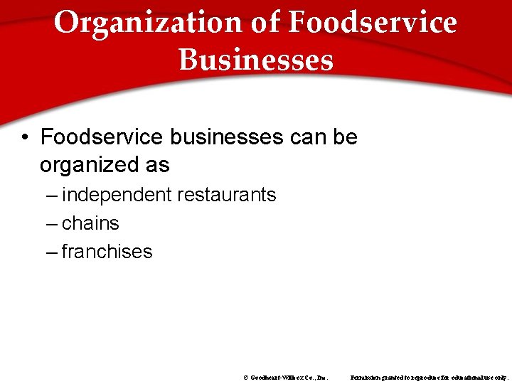 Understanding Foodservice Operations 2 Objective Recognize various