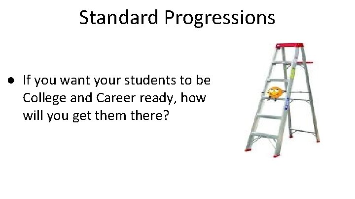 Standard Progressions ● If you want your students to be College and Career ready,