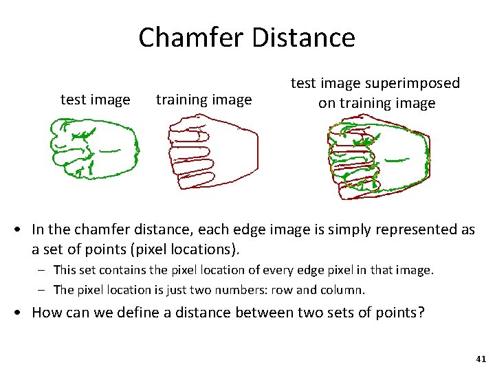 Chamfer Distance test image training image test image superimposed on training image • In