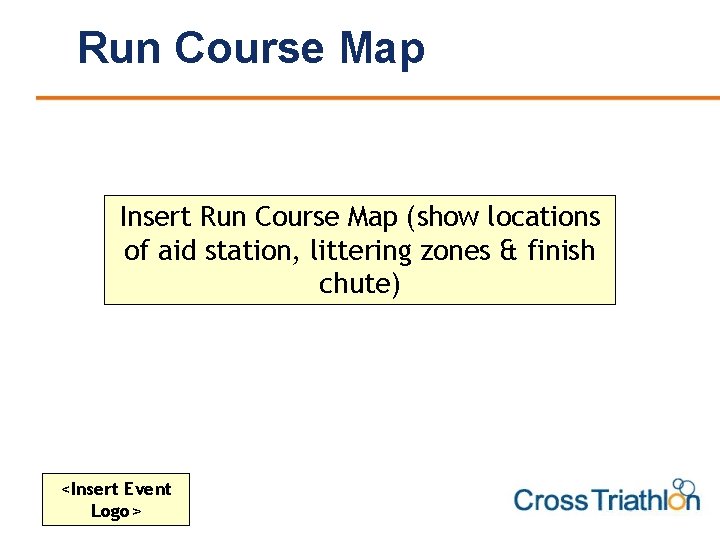 Run Course Map Insert Run Course Map (show locations of aid station, littering zones