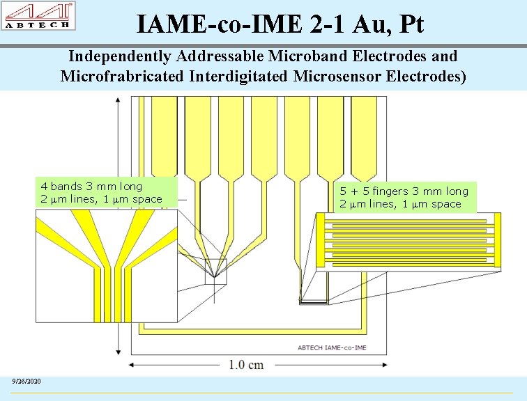 IAME-co-IME 2 -1 Au, Pt Independently Addressable Microband Electrodes and Microfrabricated Interdigitated Microsensor Electrodes)
