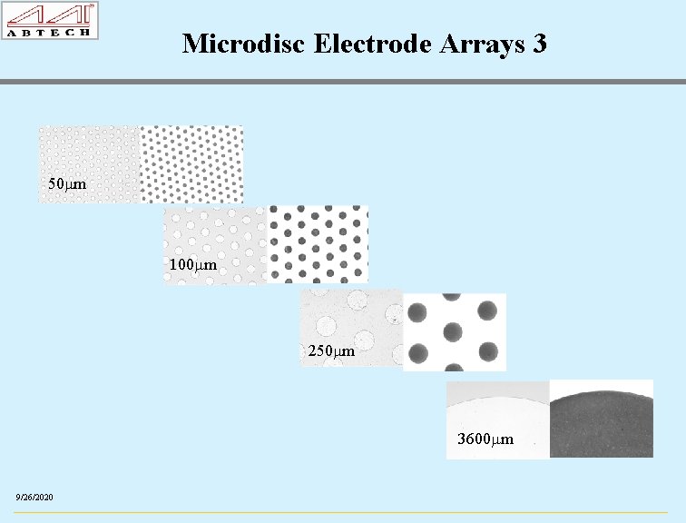 Microdisc Electrode Arrays 3 50 mm 100 mm 250 mm 3600 mm 9/26/2020 