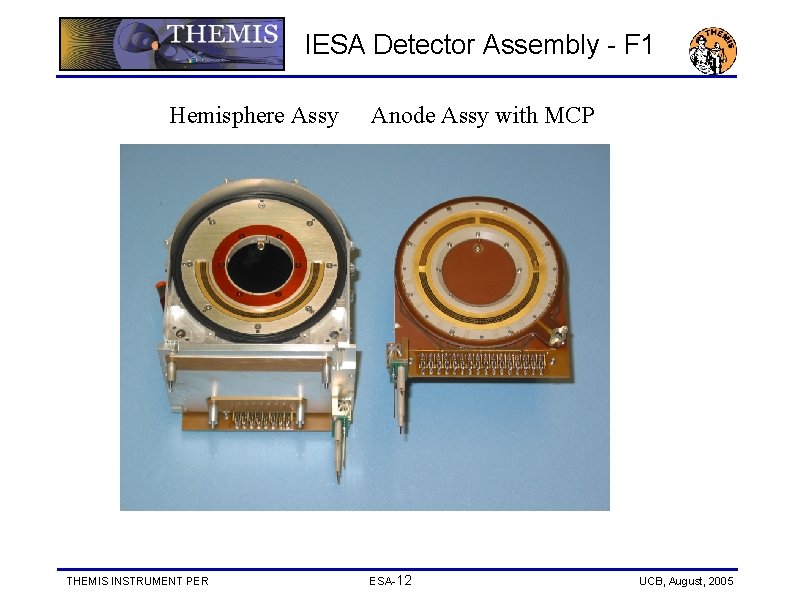 IESA Detector Assembly - F 1 Hemisphere Assy THEMIS INSTRUMENT PER Anode Assy with