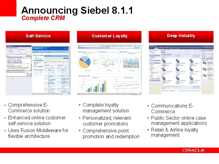 Announcing Siebel 8. 1. 1 Complete CRM Self-Service • Comprehensive E- Commerce solution •