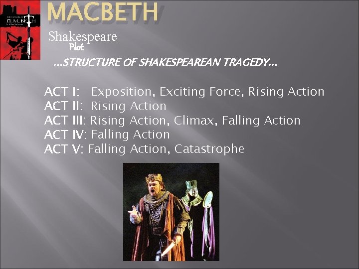 MACBETH Shakespeare Plot . . . STRUCTURE OF SHAKESPEAREAN TRAGEDY. . . ACT ACT