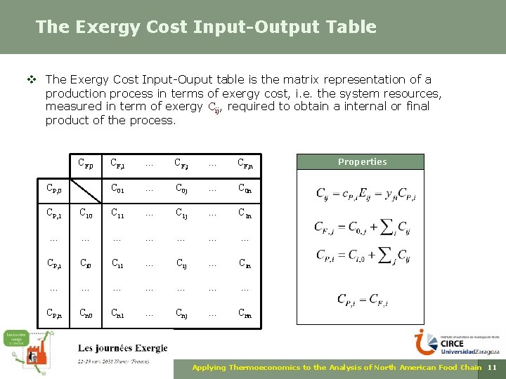 The Exergy Cost Input-Output Table v The Exergy Cost Input-Ouput table is the matrix