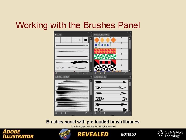 Working with the Brushes Panel Brushes panel with pre-loaded brush libraries 