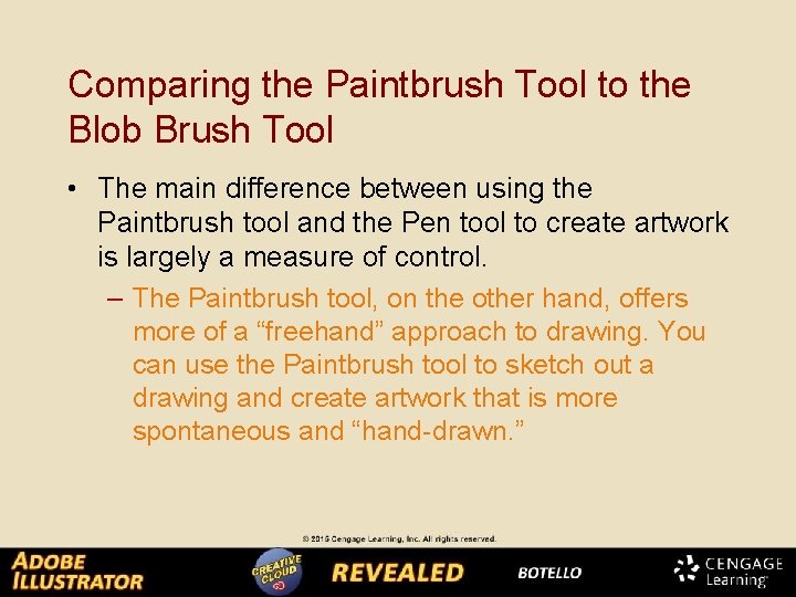 Comparing the Paintbrush Tool to the Blob Brush Tool • The main difference between