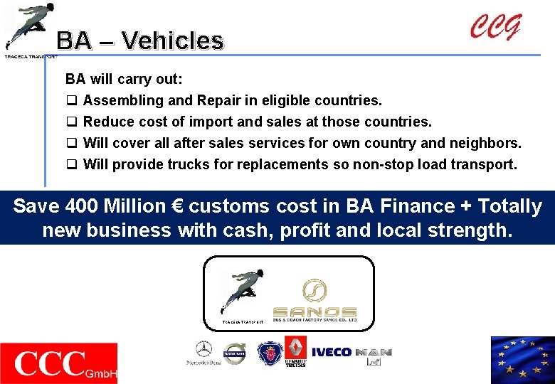 BA – Vehicles BA will carry out: q Assembling and Repair in eligible countries.