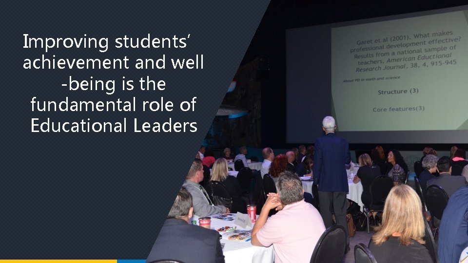 Improving students’ achievement and well -being is the fundamental role of Educational Leaders 