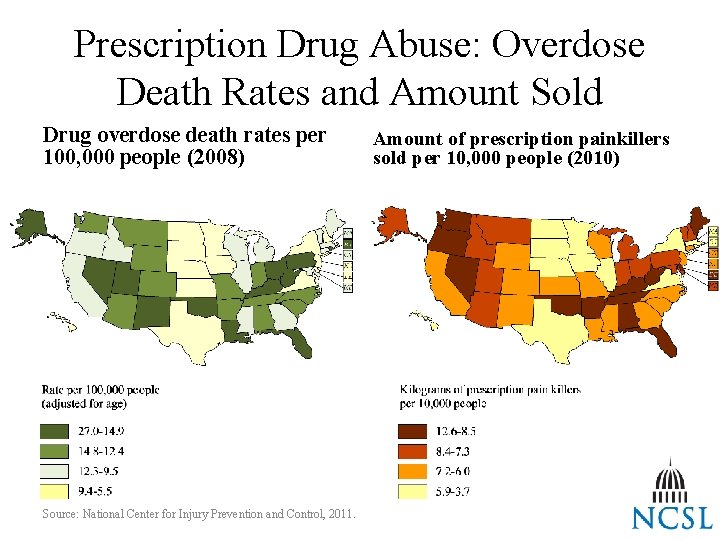 Prescription Drug Abuse: Overdose Death Rates and Amount Sold Drug overdose death rates per