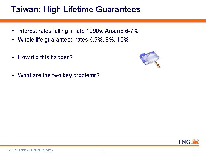 Taiwan: High Lifetime Guarantees • Interest rates falling in late 1990 s. Around 6