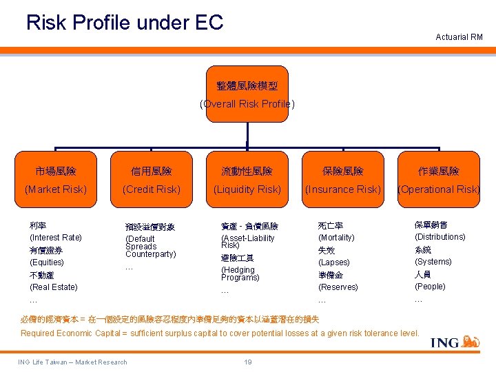 Risk Profile under EC Actuarial RM 整體風險模型 (Overall Risk Profile) 市場風險 信用風險 流動性風險 保險風險