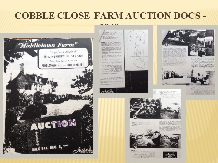 COBBLE CLOSE FARM AUCTION DOCS 1949 