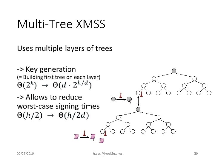 Multi-Tree XMSS • 02/07/2019 https: //huelsing. net 39 