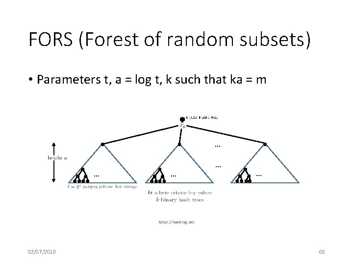 FORS (Forest of random subsets) • Parameters t, a = log t, k such