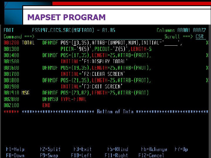 MAPSET PROGRAM 