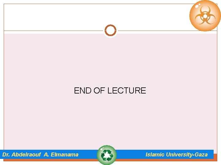 END OF LECTURE Dr. Abdelraouf A. Elmanama Islamic University-Gaza 