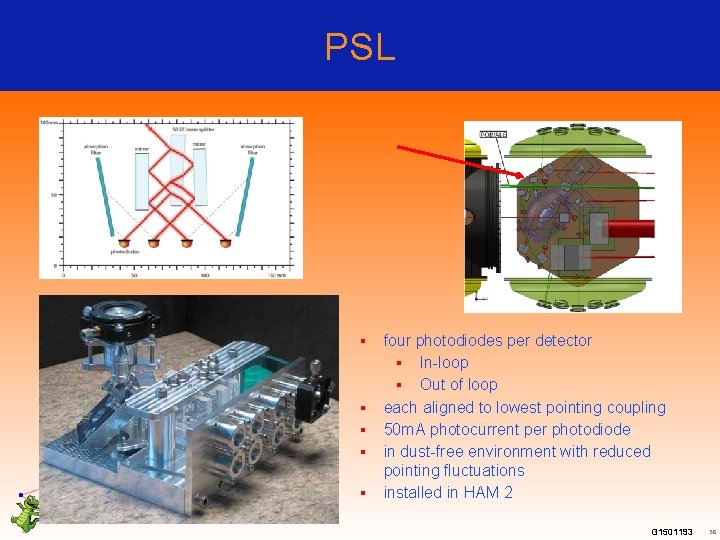 PSL ▪ ▪ ▪ four photodiodes per detector ▪ In-loop ▪ Out of loop