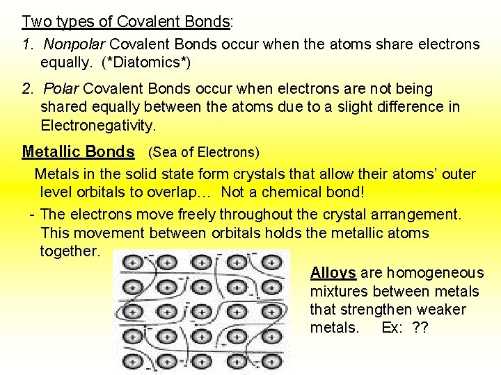 Two types of Covalent Bonds: 1. Nonpolar Covalent Bonds occur when the atoms share