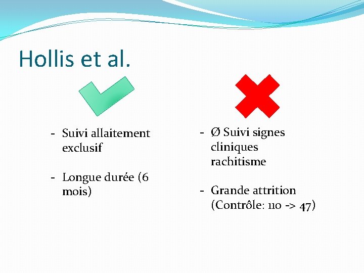 Hollis et al. - Suivi allaitement exclusif - Longue durée (6 mois) - Ø