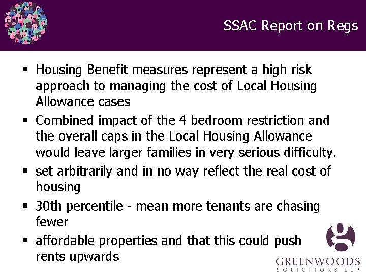 SSAC Report on Regs § Housing Benefit measures represent a high risk approach to