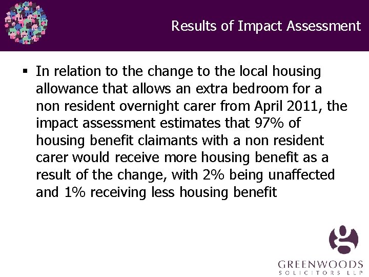 Results of Impact Assessment § In relation to the change to the local housing Results of Impact Assessment § In relation to the change to the local housing