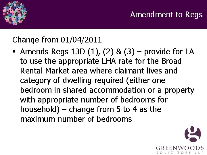 Amendment to Regs Change from 01/04/2011 § Amends Regs 13 D (1), (2) &