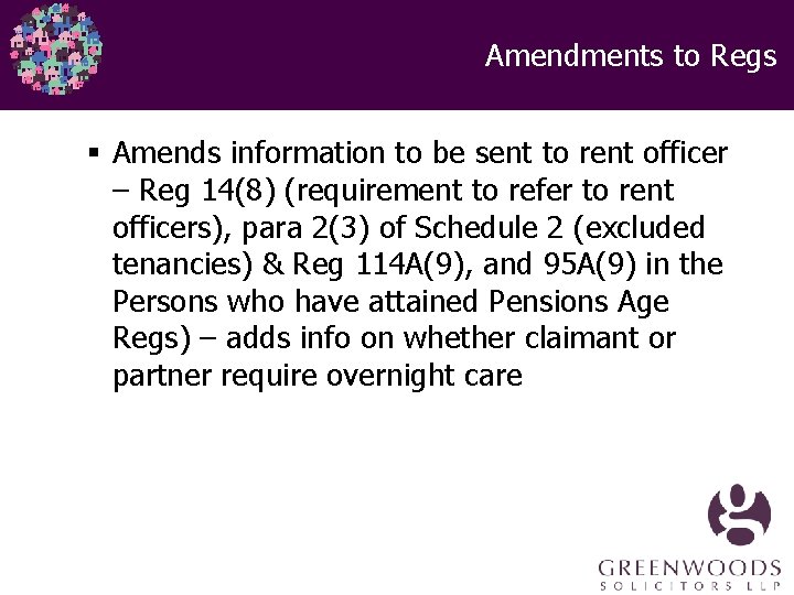 Amendments to Regs § Amends information to be sent to rent officer – Reg Amendments to Regs § Amends information to be sent to rent officer – Reg