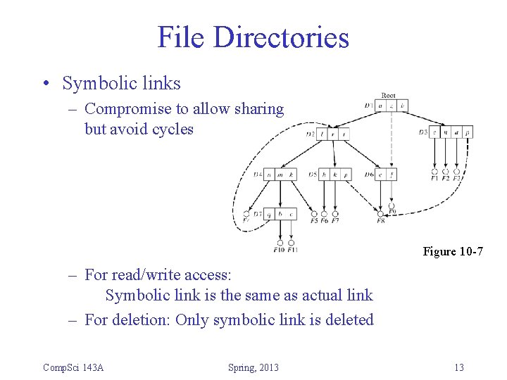 File Directories • Symbolic links – Compromise to allow sharing but avoid cycles Figure File Directories • Symbolic links – Compromise to allow sharing but avoid cycles Figure