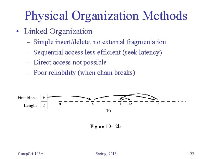 Physical Organization Methods • Linked Organization – – Simple insert/delete, no external fragmentation Sequential Physical Organization Methods • Linked Organization – – Simple insert/delete, no external fragmentation Sequential