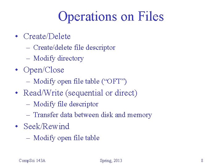 10 File Systems 10 1 Basic Functions of