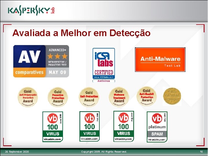 June 2009 Avaliada a Melhor em Detecção 26 September 2020 Copyright 2009. All Rights