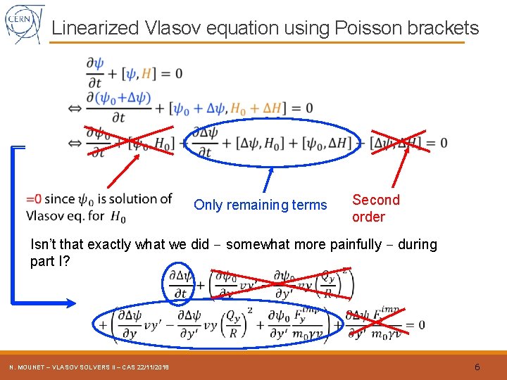 Linearized Vlasov equation using Poisson brackets Only remaining terms Second order Isn’t that exactly