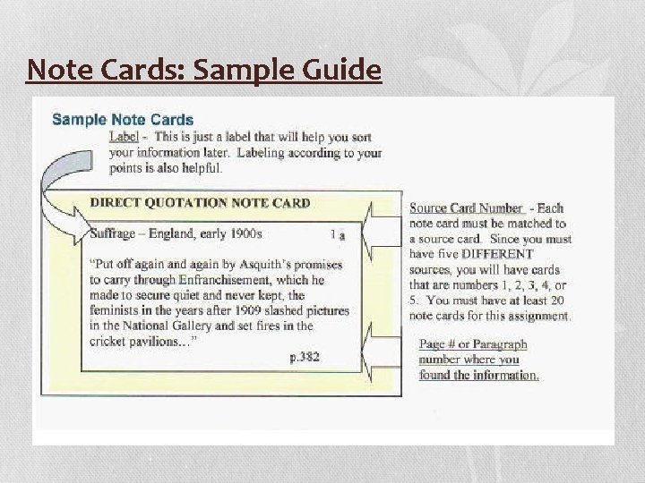Note Cards: Sample Guide 