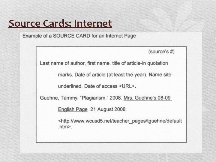 Source Cards: Internet 