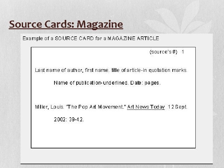 Source Cards: Magazine 