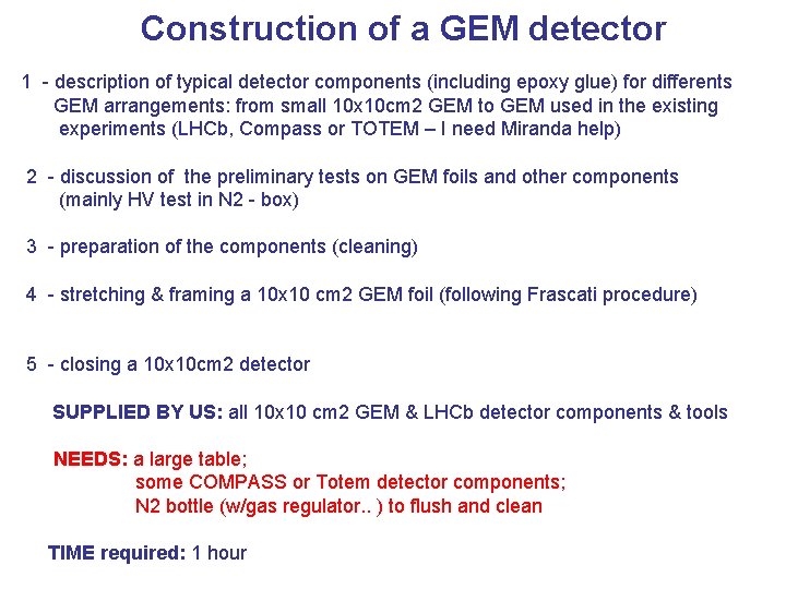 Construction of a GEM detector 1 - description of typical detector components (including epoxy