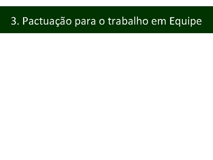 3. Pactuação para o trabalho em Equipe 