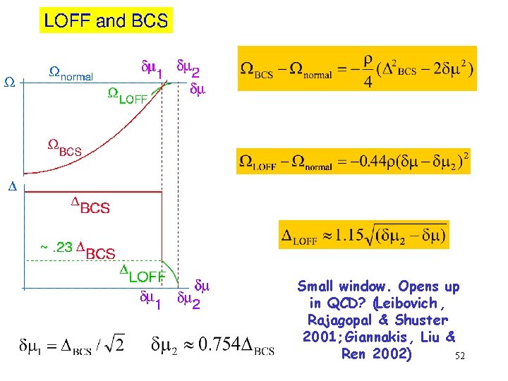 Small window. Opens up in QCD? (Leibovich , Rajagopal & Shuster 2001; Giannakis, Liu